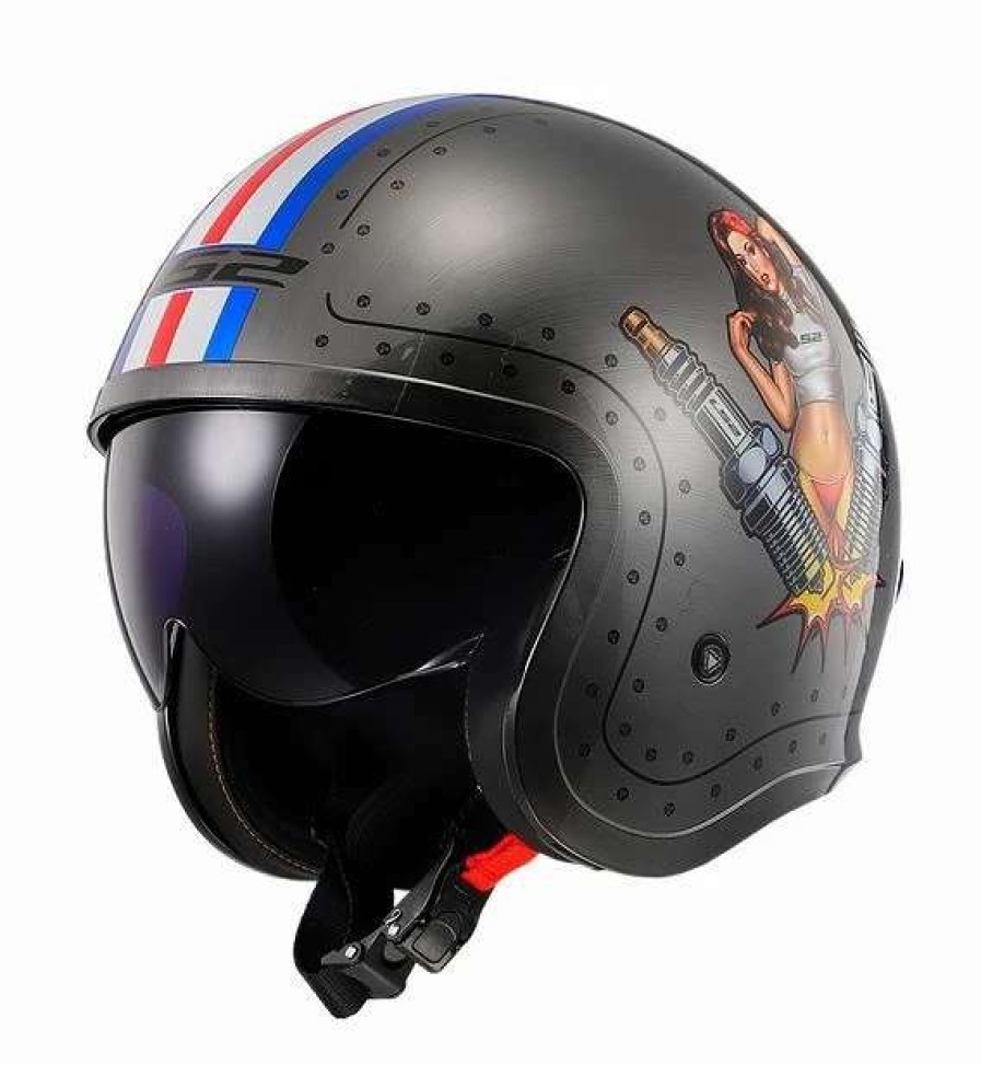 Open Face & 3/4 * | Ls2 Helmets Ls2 Spitfire Spark Helmet Brushed Alloy