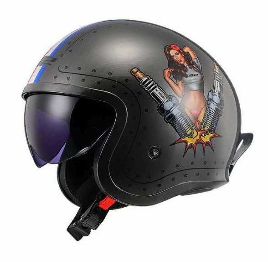 Open Face & 3/4 * | Ls2 Helmets Ls2 Spitfire Spark Helmet Brushed Alloy