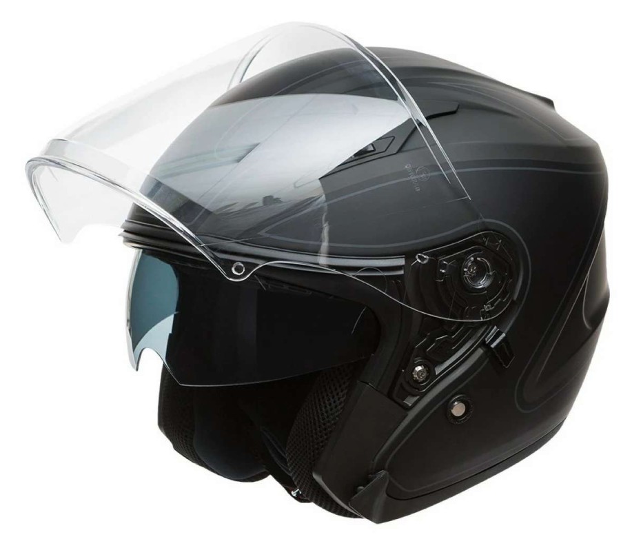 Open Face & 3/4 * | Bilt Route Journey Helmet Black/Grey