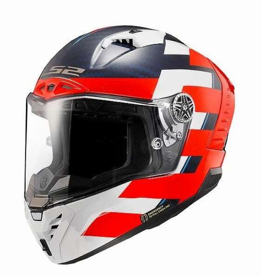 Full Face * | Ls2 Helmets Ls2 Thunder Carbon Alliance Helmet Red/White/Blue