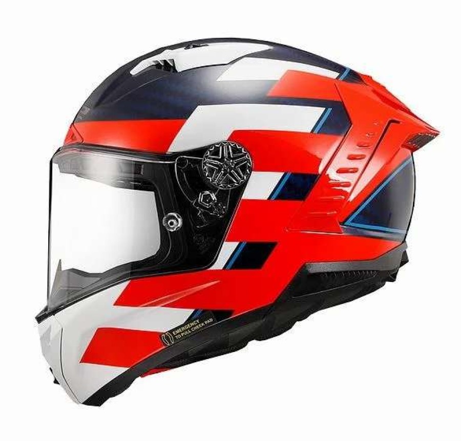 Full Face * | Ls2 Helmets Ls2 Thunder Carbon Alliance Helmet Red/White/Blue