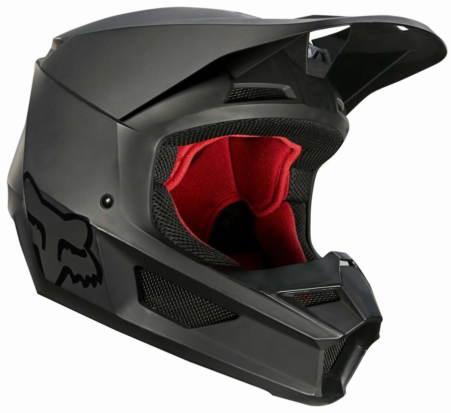 Dirt * | Fox Racing Youth V1 Matte Helmet Solid / Youth Sm [Open Box] Matte Black