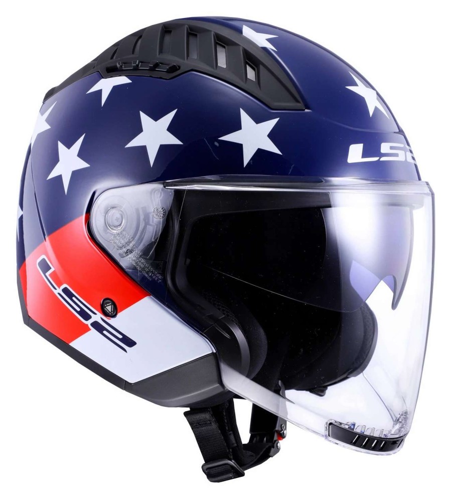 Open Face & 3/4 * | Ls2 Helmets Ls2 Copter American Helmet Red/White/Blue