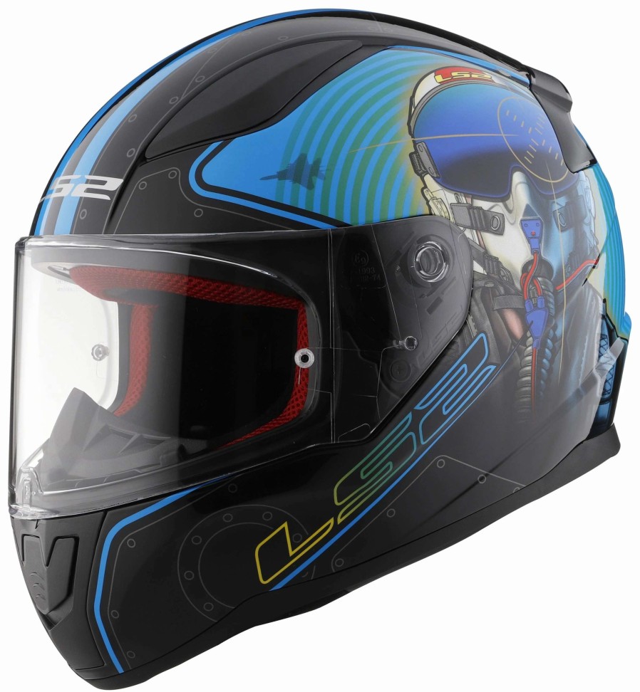 Full Face * | Ls2 Helmets Ls2 Rapid Mach Ii Fighter Pilot Helmet Matte Black