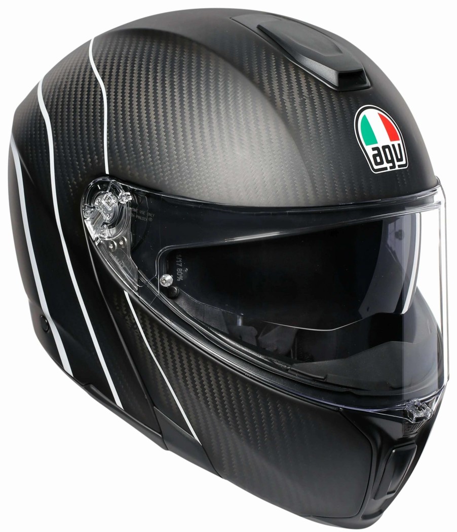 Modular * | Agv Helmets Agv Sportmodular Carbon Refractive Helmet Black/Silver