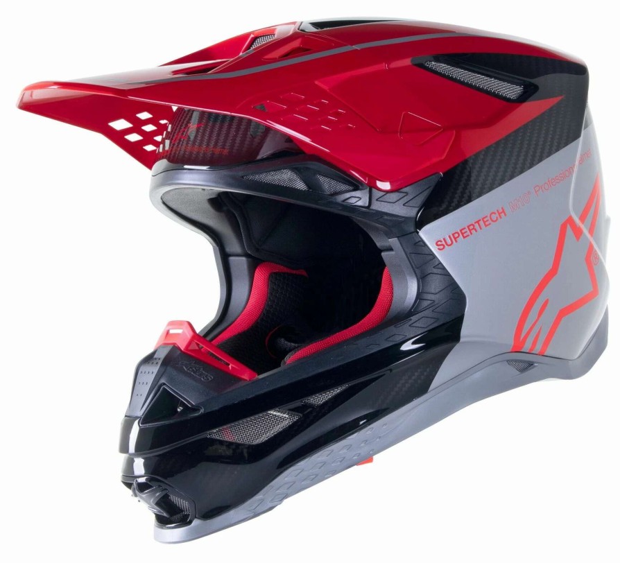 Dirt * | Alpinestars Supertech M10 Acumen Le Helmet Silver/Red/Black