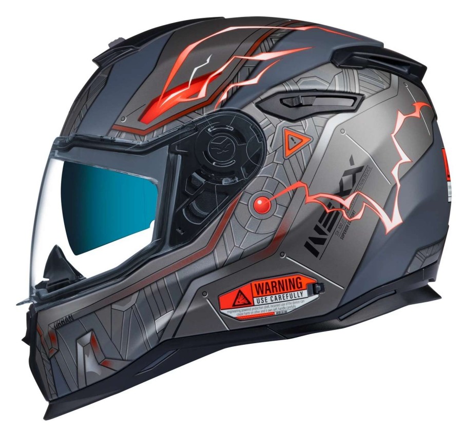 Full Face * | Nexx Helmets Nexx Sx100 Gigabot Helmet / Lg [Open Box] Grey/Red