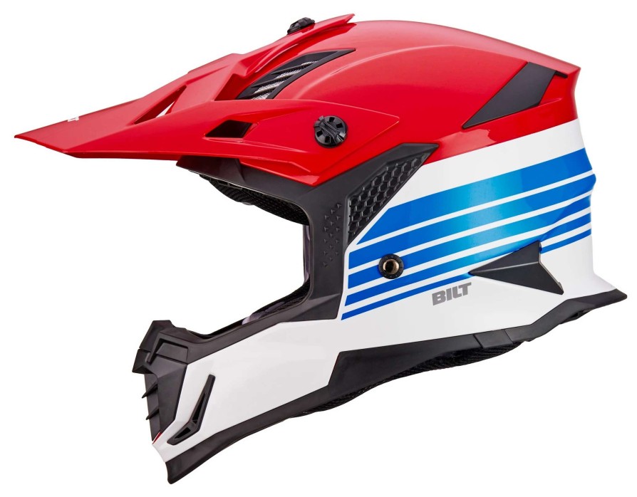 Dirt * | Bilt Lux Defeater Race Helmet White/Red/Blue