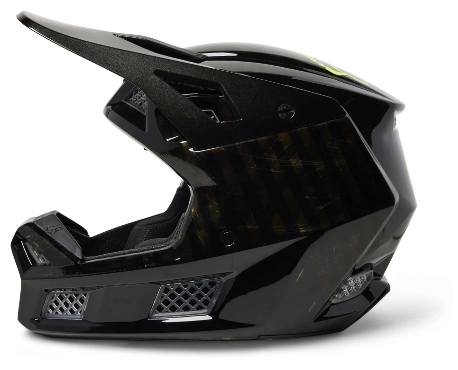 Dirt * | Fox Racing V3 Rs Slait Helmet Black/Hi-Viz Yellow