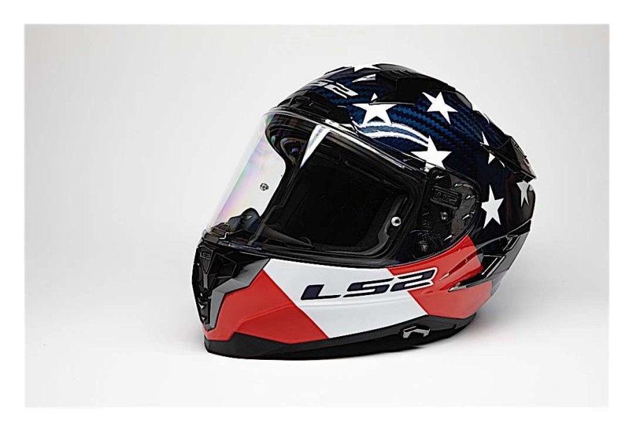 Full Face * | Ls2 Helmets Ls2 Challenger Gt Carbon Americarbon Helmet Red/White/Blue