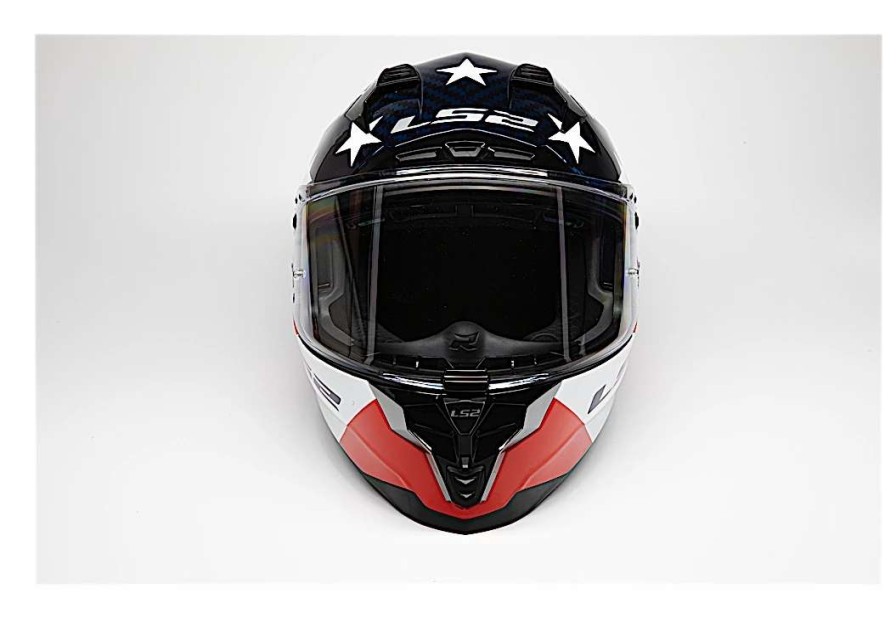 Full Face * | Ls2 Helmets Ls2 Challenger Gt Carbon Americarbon Helmet Red/White/Blue