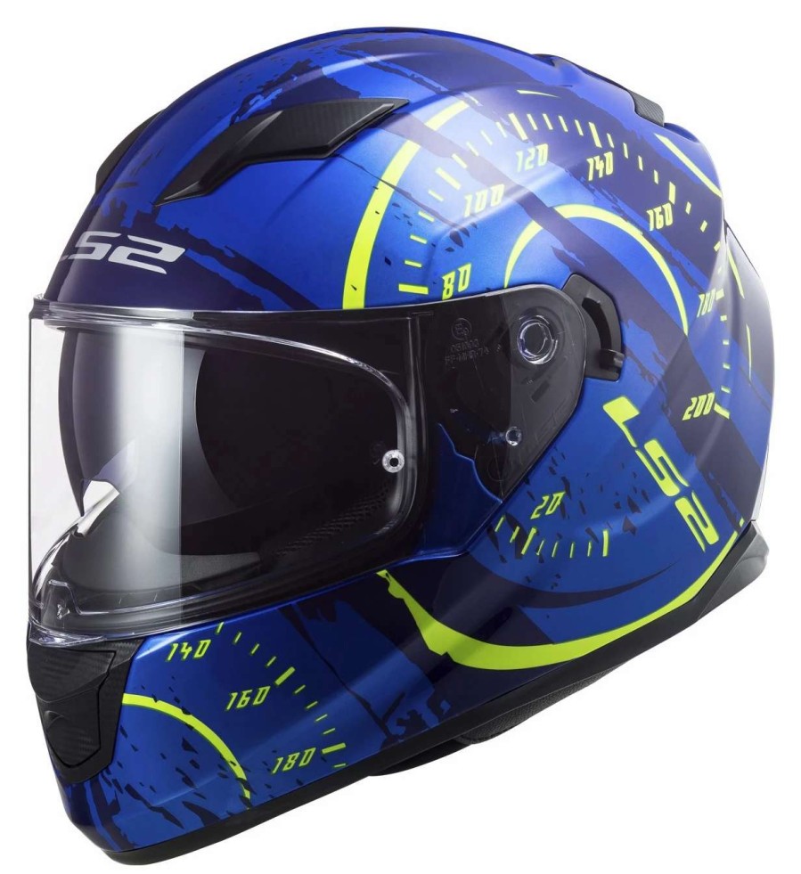 Full Face * | Ls2 Helmets Ls2 Stream Tacho Helmet Blue/Hi-Viz Yellow