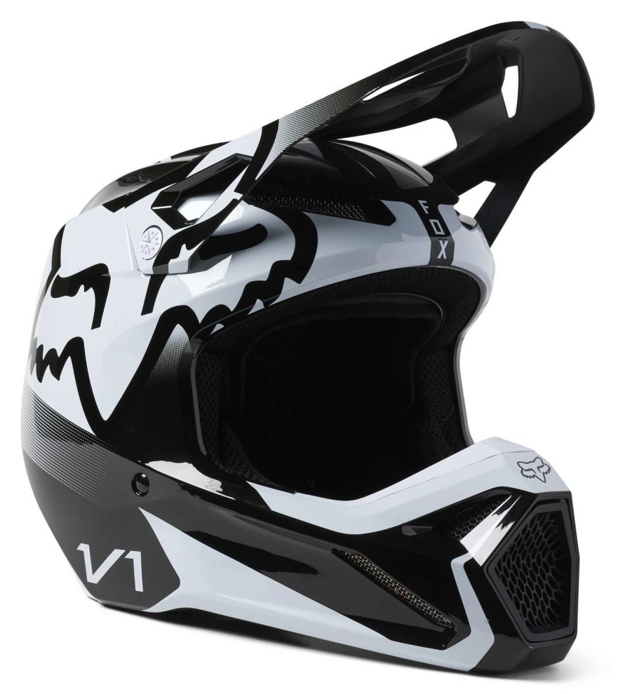 Dirt * | Fox Racing Youth V1 Leed Helmet / Youth Lg [Open Box] Black/White