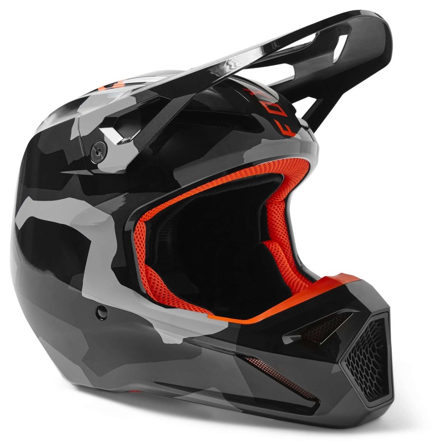 Dirt * | Fox Racing Youth V1 Bnkr Helmet Grey Camo