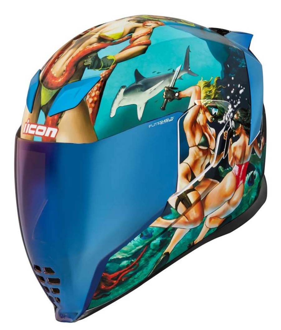 Full Face * | Icon Airflite Pleasuredome 4 Helmet Blue