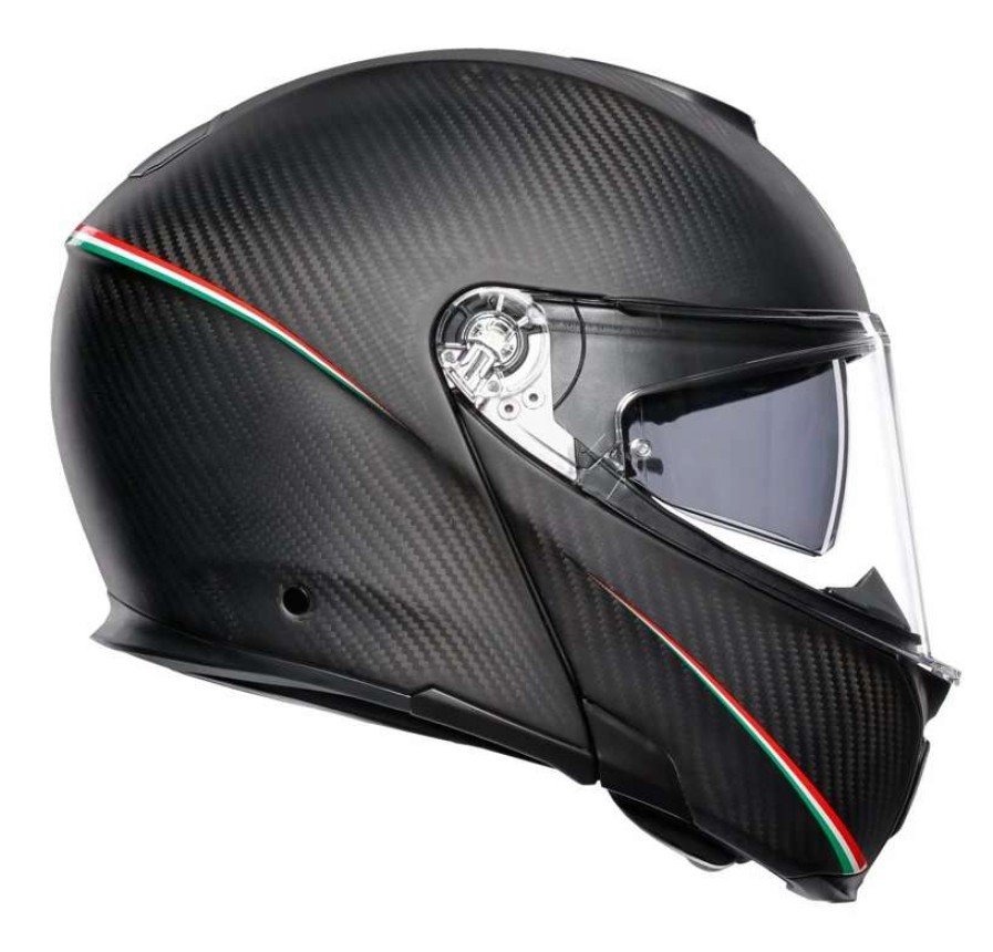 Modular * | Agv Helmets Agv Sportmodular Carbon Tricolore Helmet Matte Black