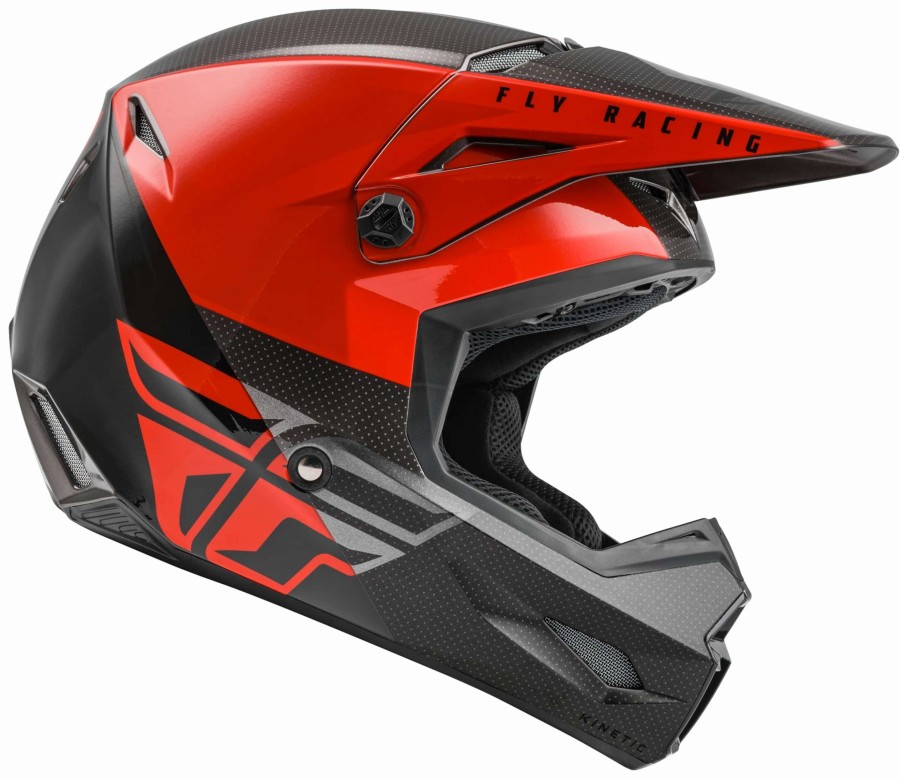 Dirt * | Fly Racing Dirt Fly Racing Youth Kinetic Straight Edge Helmet Red/Black/Grey