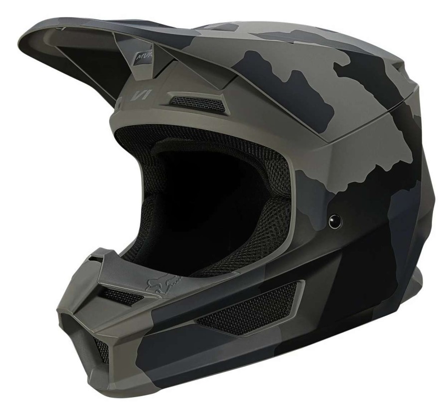 Dirt * | Fox Racing Youth V1 Trev Helmet / Youth Md [Open Box] Black/Grey