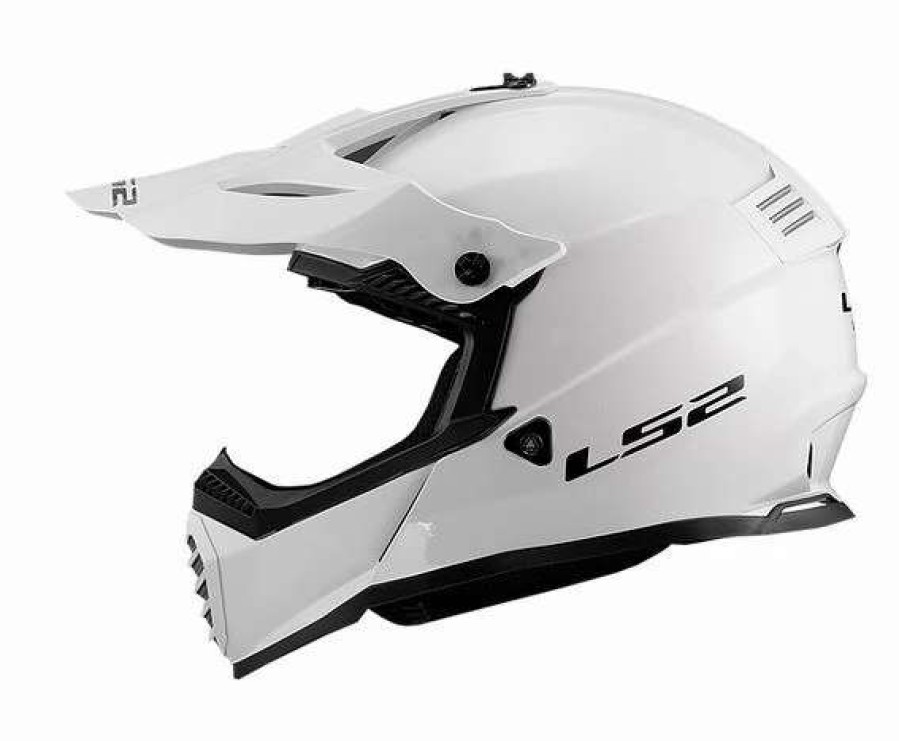 Dirt * | Ls2 Helmets Ls2 Gate Helmet Solid Gloss White