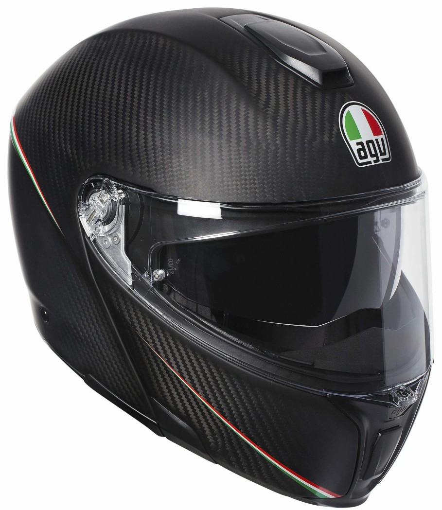 Modular * | Agv Helmets Agv Sportmodular Carbon Tricolore Helmet / Sm [Open Box] Matte Black