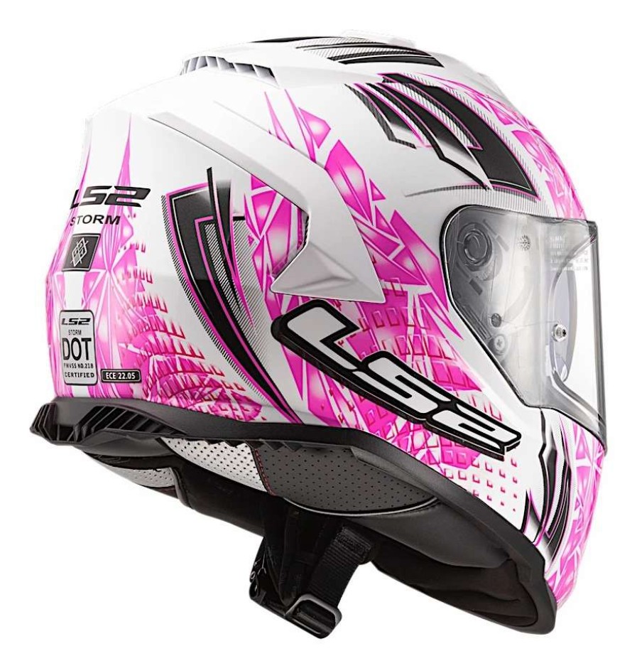 Full Face * | Ls2 Helmets Ls2 Assault Galaxy Helmet White/Pink